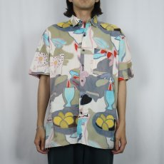 画像2: Expressions Worldwide 総柄 コットンシャツ L (2)