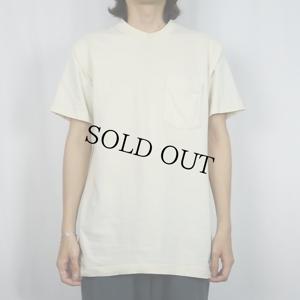 画像2: 80〜90's B.V.D. USA製 無地ポケットTシャツ L (2)