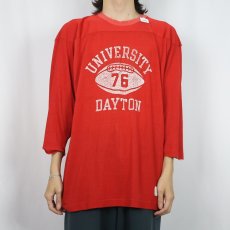 画像2: 70's Champion USA製 "UNIVERSITY DAYTON 76" レーヨンフットボールTシャツ L (2)