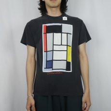 画像2: 90's Piet Mondrian USA製 アートプリントTシャツ BLACK M (2)
