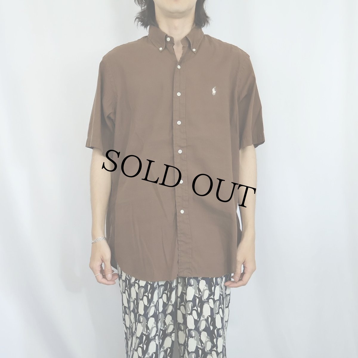 画像2: Ralph Lauren "CLASSIC FIT" リネンコットン ボタンダウンシャツ L (2)