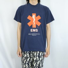 画像2: 80〜90's USA製 "Midlands Community Hospital" プリントTシャツ NAVY L (2)