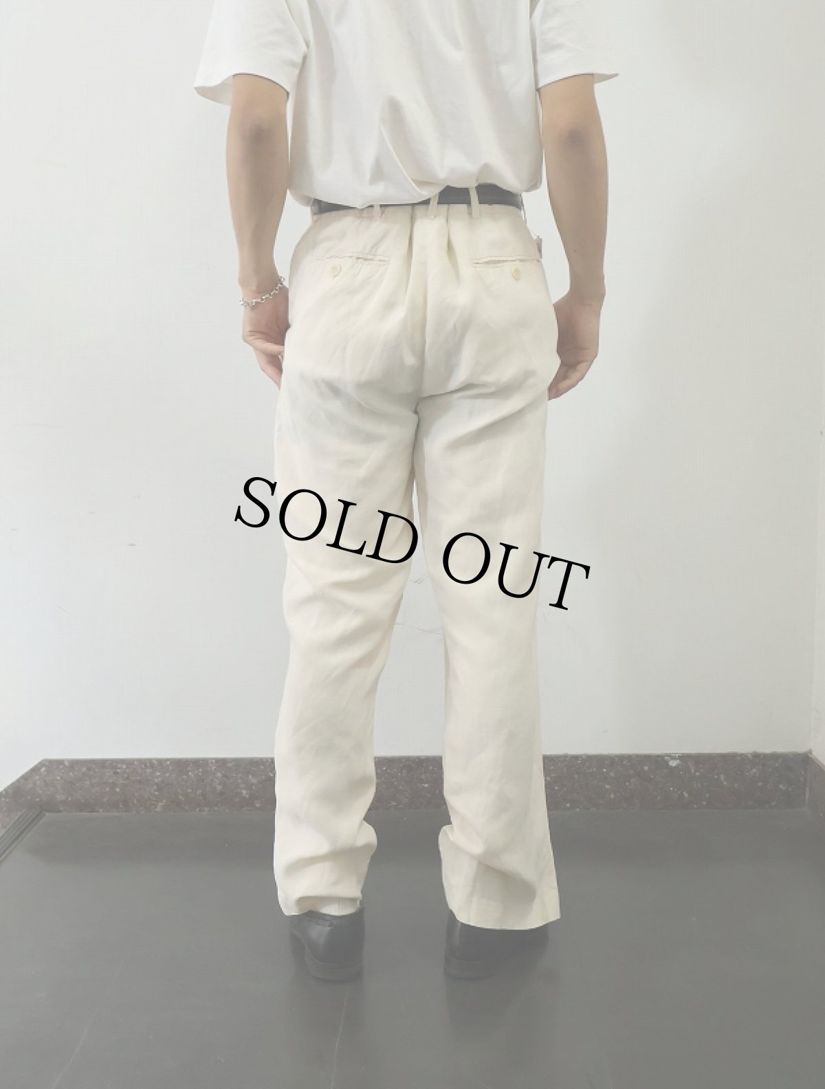 画像3: POLO Ralph Lauren リネン×シルク スラックス W36 (3)