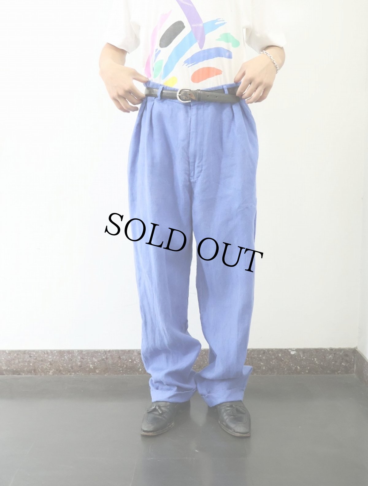 画像2: POLO Ralph Lauren 2タック リネンスラックス W39 (2)