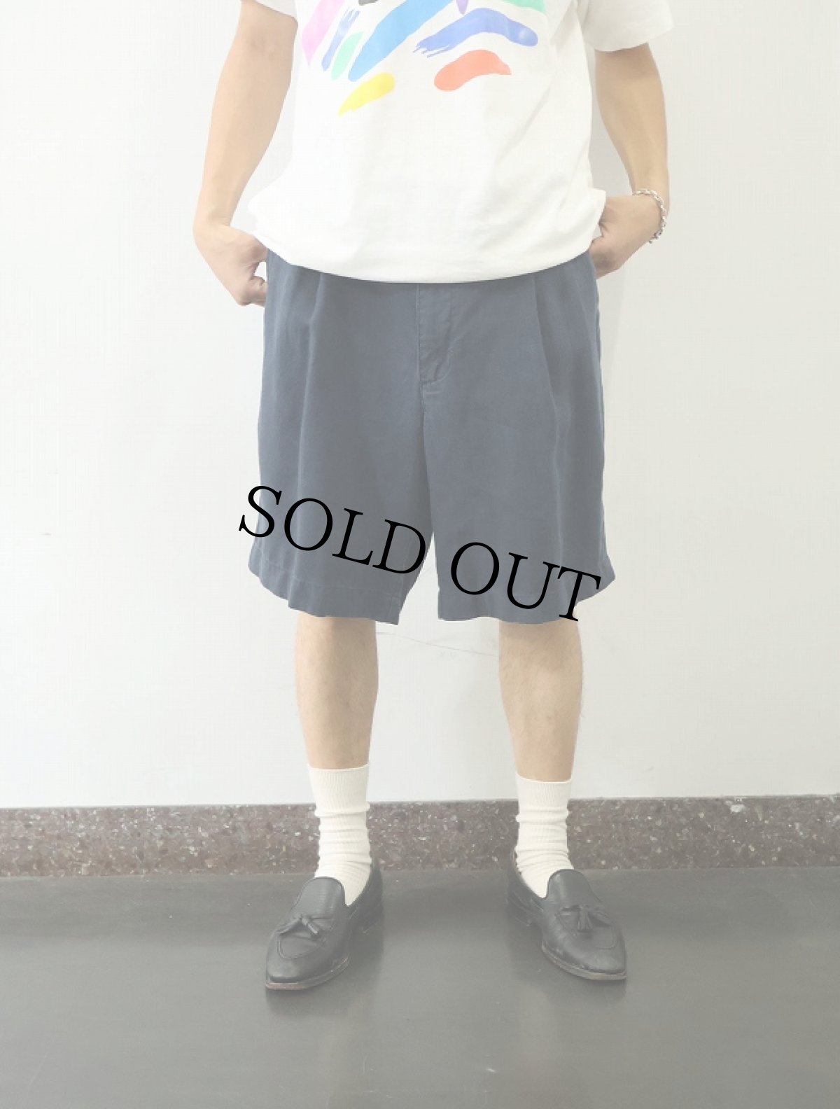 画像2: Daniel Cremieux 2タック リネンショーツ NAVY W33 (2)