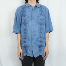 画像2: LANDS' END リネンキューバシャツ XL (2)