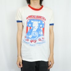 画像2: 70's All in the Family "ARCHIE BUNKER" ドラマプリント リンガーTシャツ L (2)