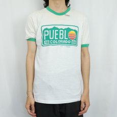 画像2: 80's PUEBL COLORADO プリントリンガーTシャツ L (2)
