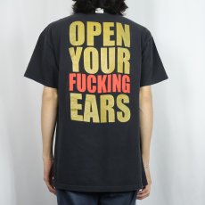画像3: Pushmonkey "OPEN YOUR FUCKING EARS" ハードロックバンド プリントTシャツ BLACK L (3)