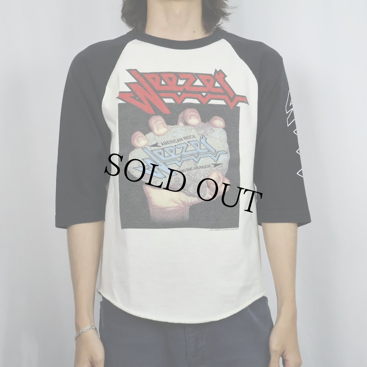 画像2: 2000's WEEZER "Judas Priestフォントパロディ" オルタナティブロックバンド ラグランTシャツ M (2)