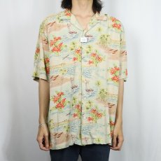 画像2: 90's POLO SPORT Ralph Lauren オールオーバーパターン レーヨンハワイアンシャツ L (2)