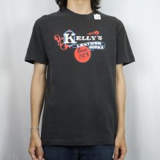 画像2: 80〜90's USA製 "Kelly's Leather Works" レザーショップ プリントTシャツ BLACK M (2)