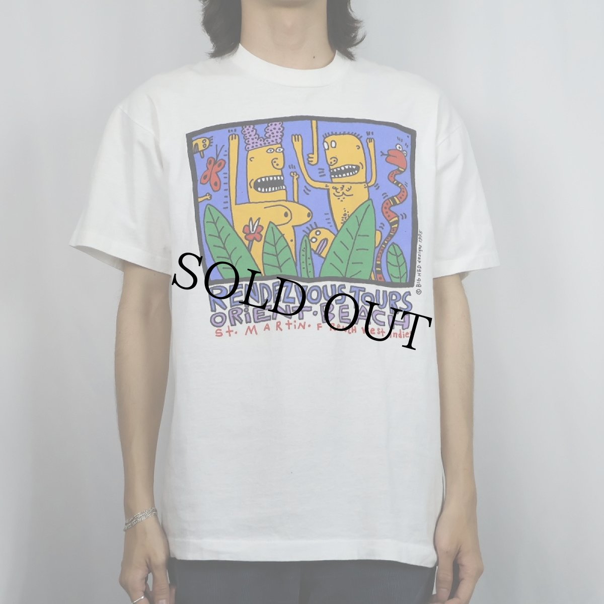 画像2: 90's BIG HED USA製 アートプリントTシャツ L (2)