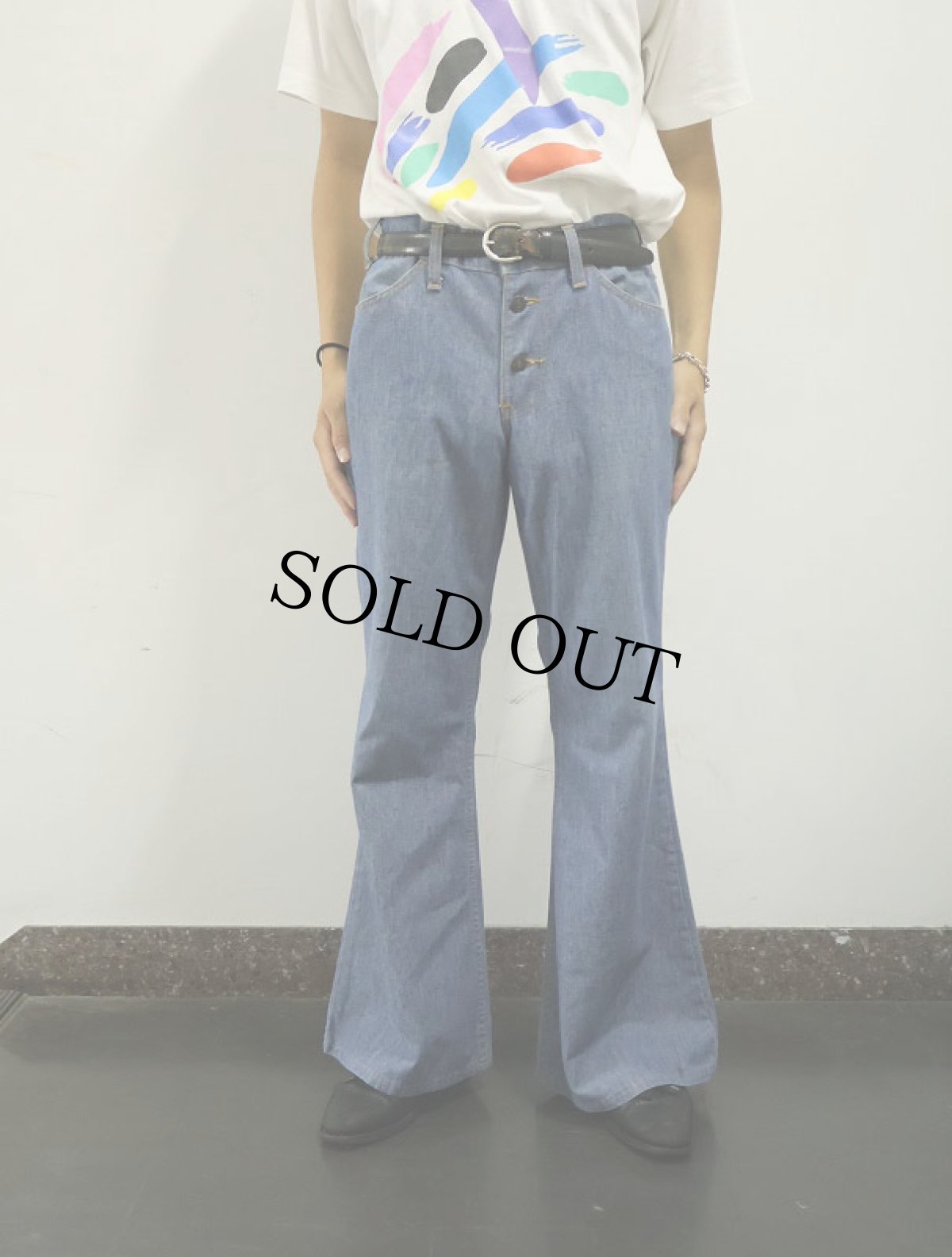 画像2: 70's Levi's シャンブレー ベルボトムパンツ W34 (2)