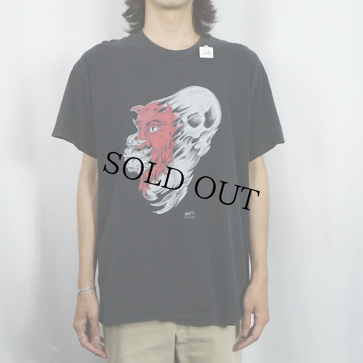 画像2: 90's Obey Tattooing スカル×デビル プリントTシャツ BLACK (2)