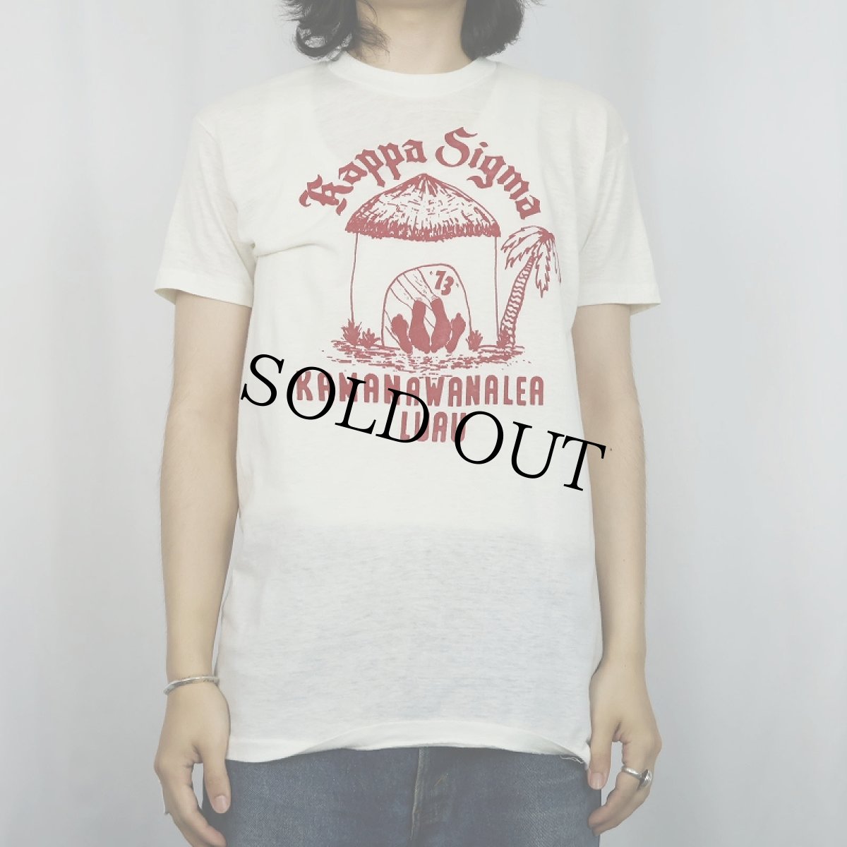 画像2: 70's "KAMANAWANALEA LUAU" 染み込みプリントTシャツ (2)