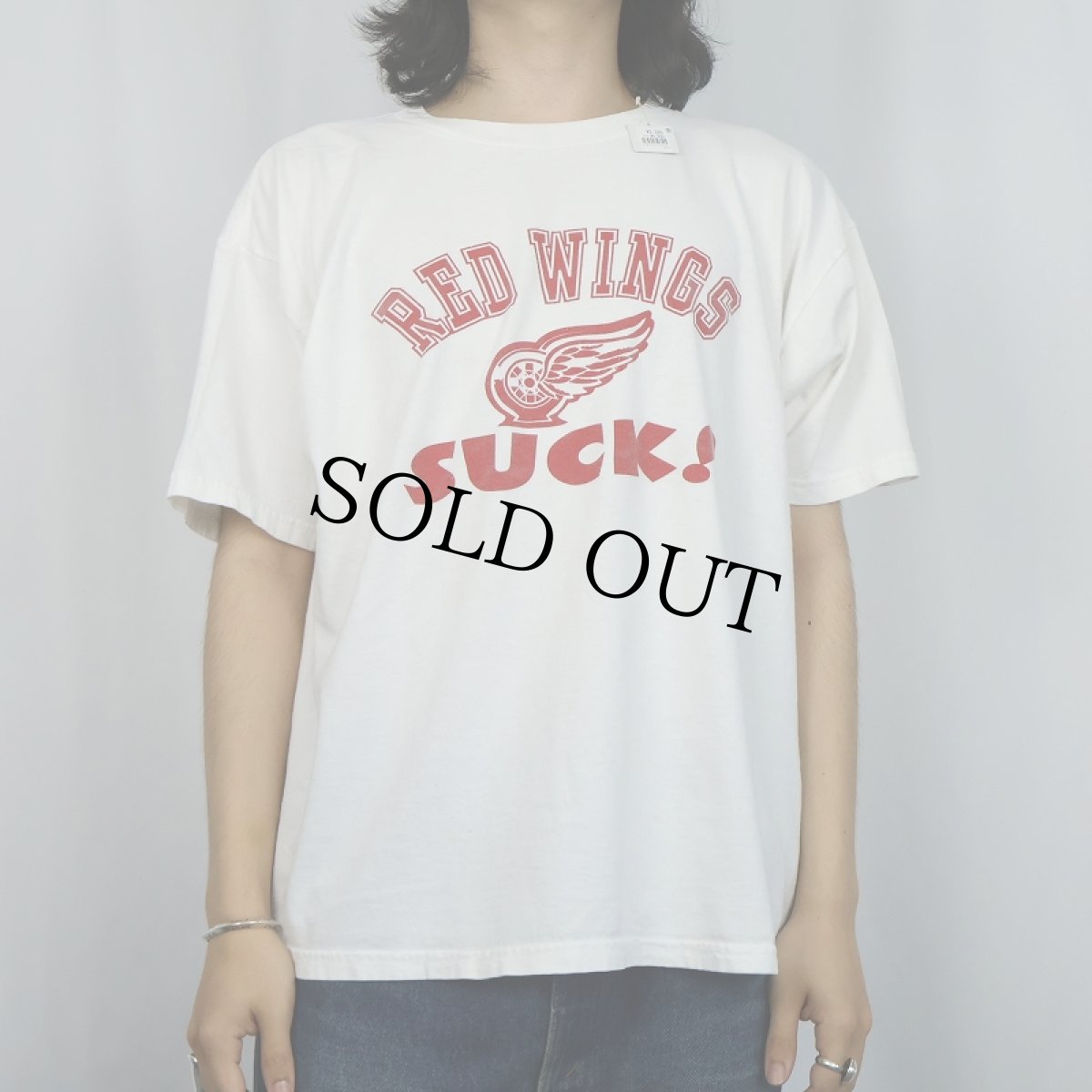 画像2: NHL RED WINGS SUCK! アイスホッケー プリントTシャツ XL (2)