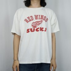 画像2: NHL RED WINGS SUCK! アイスホッケー プリントTシャツ XL (2)