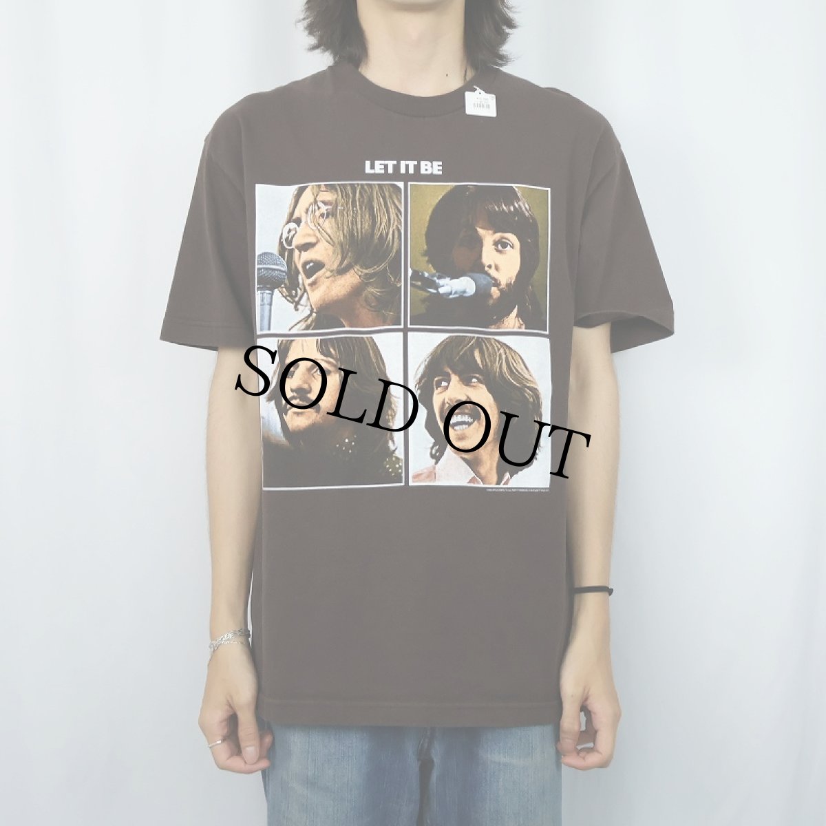 画像2: 2000's THE BEATLES "LET IT BE" ロックバンドプリントTシャツ BROWN L (2)