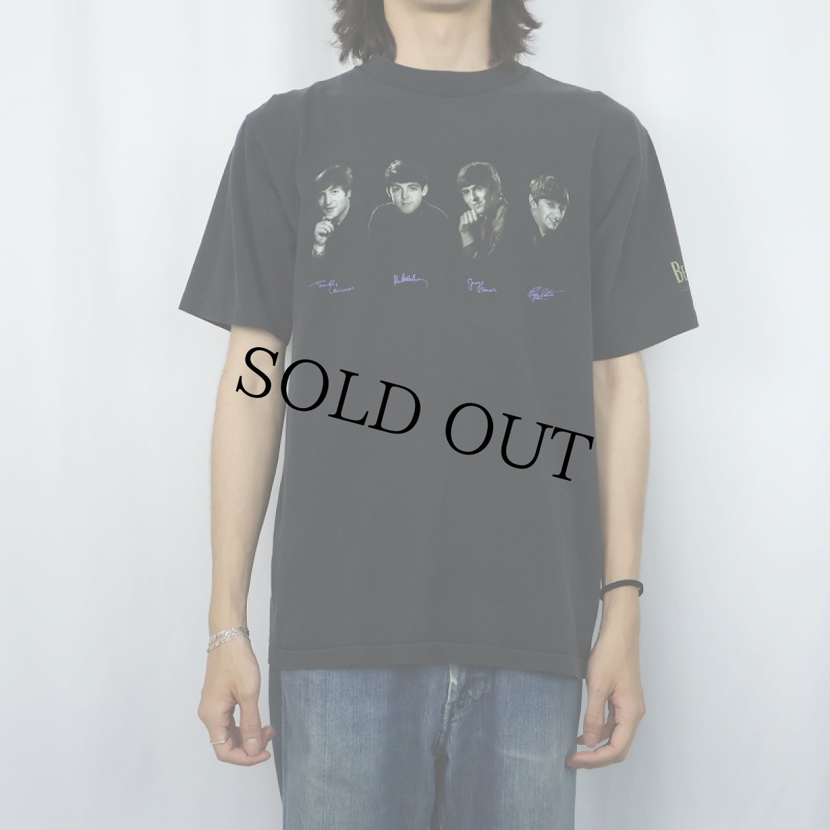 画像2: 90's THE BEATLES USA製 ロックバンドプリントTシャツ BLACK L (2)