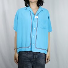 画像3: 60's King Louie チェーン刺繍 レーヨンオープンカラーシャツ L (3)