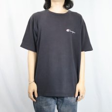 画像2: 90's Champion USA製 青刺繍タグ後期 ロゴプリントTシャツ BLACK L (2)