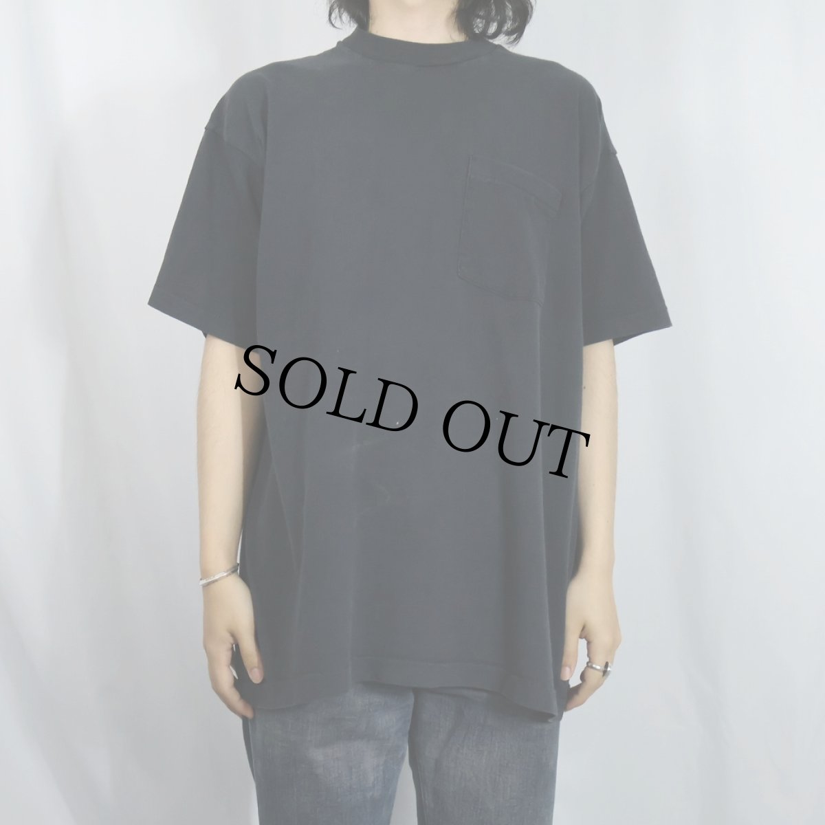画像2: 90's BVD USA製 無地ポケットTシャツ BLACK XL (2)