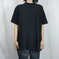 画像2: 90's BVD USA製 無地ポケットTシャツ BLACK XL (2)