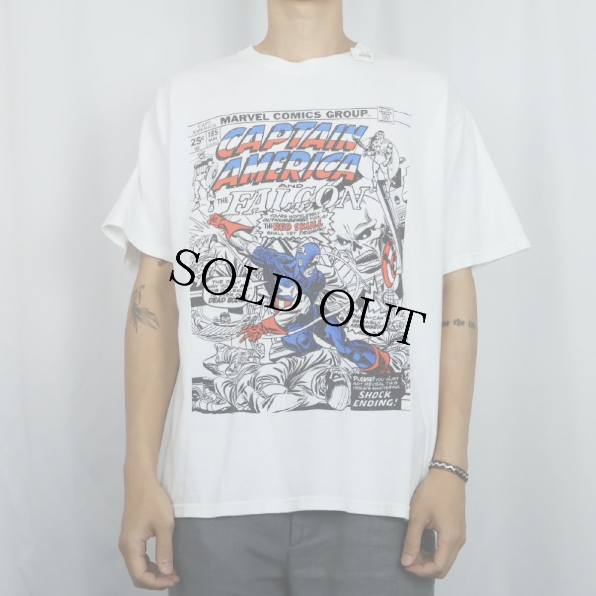 画像2: MARVEL "CAPTAIN AMERICA" アメコミキャラクター プリントTシャツ XL (2)
