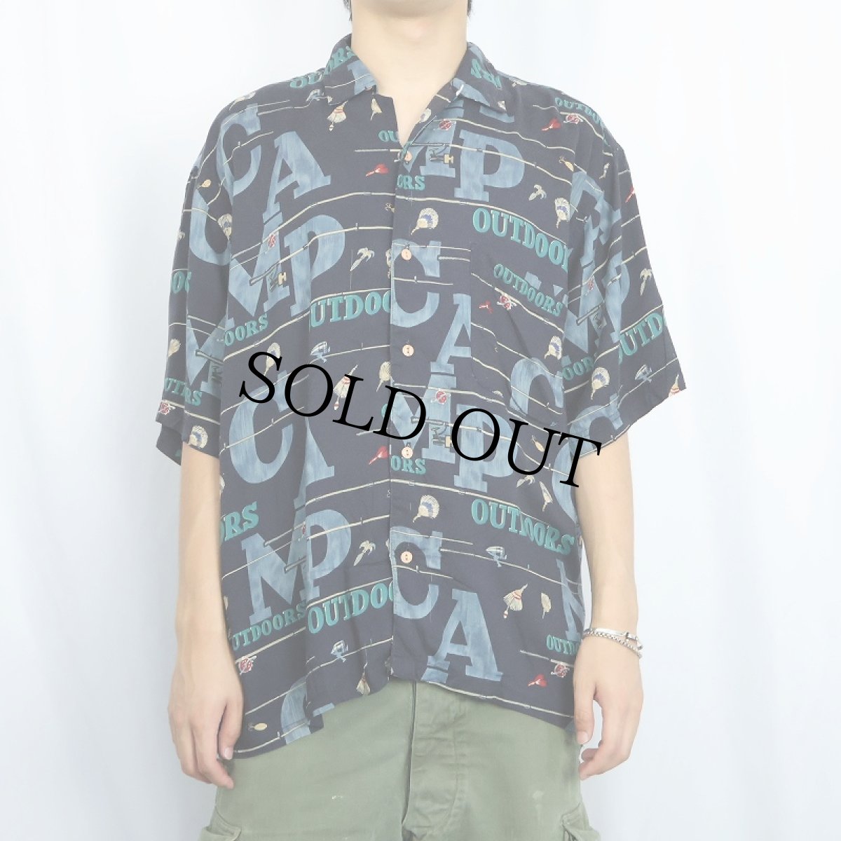 画像2: 90〜2000's PENDLETON 総柄レーヨンオープンカラーシャツ L (2)