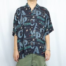 画像2: 90〜2000's PENDLETON 総柄レーヨンオープンカラーシャツ L (2)