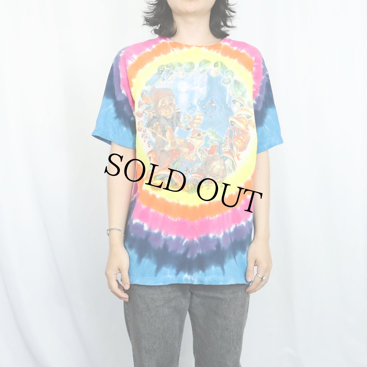 画像3: 90's LIQUID BLUE USA製 タイダイ イラストプリントTシャツ M (3)