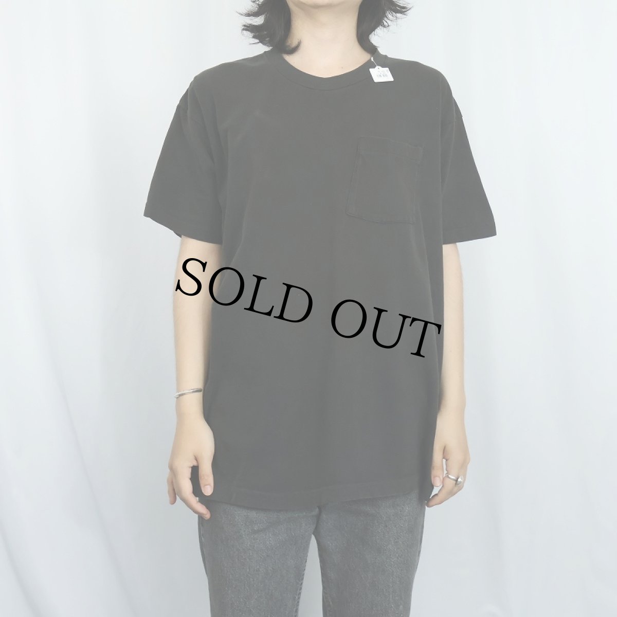 画像2: 80〜90's 無地ポケットTシャツ BLACK (2)