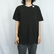画像2: 80〜90's 無地ポケットTシャツ BLACK (2)