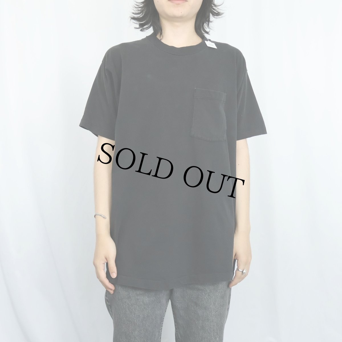 画像2: 80's BVD 無地ポケットTシャツ BLACK XXL (2)