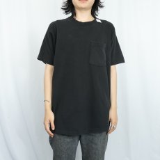 画像2: 80's BVD 無地ポケットTシャツ BLACK XXL (2)