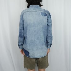 画像4: POLO Ralph Lauren 猫目ボタン デニムシャツ L (4)