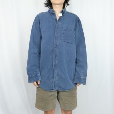 画像2: 80〜90's L.L.Bean USA製 刺子織りインディゴコットン ボタンダウンシャツ M (2)