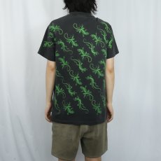 画像4: 90's USA製 イグアナ 大判バックプリントTシャツ BLACK M (4)