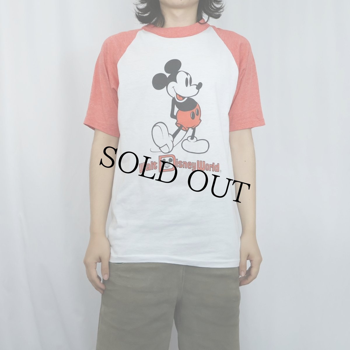 画像2: 80's Disney USA製 "MICKEY MOUSE" キャラクタープリント ラグランTシャツ L (2)