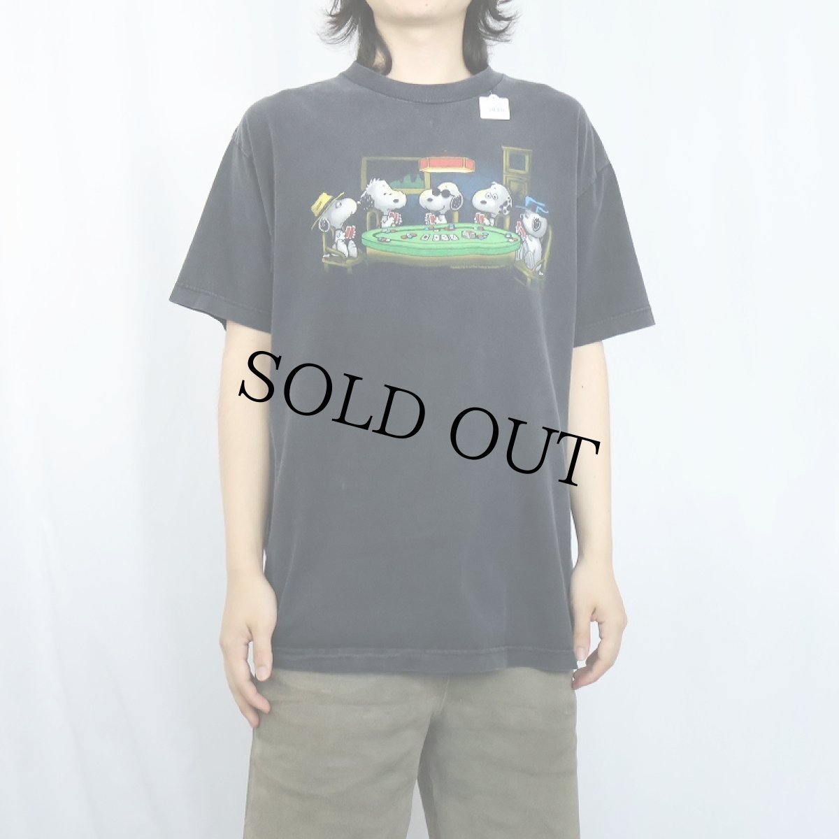 画像2: PEANUTS SNOOPY キャラクタープリントTシャツ BLACK L (2)