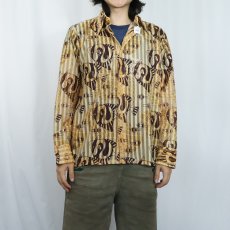画像2: 70's puritan 魚柄 シースルーシャツ M (2)