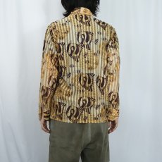 画像3: 70's puritan 魚柄 シースルーシャツ M (3)