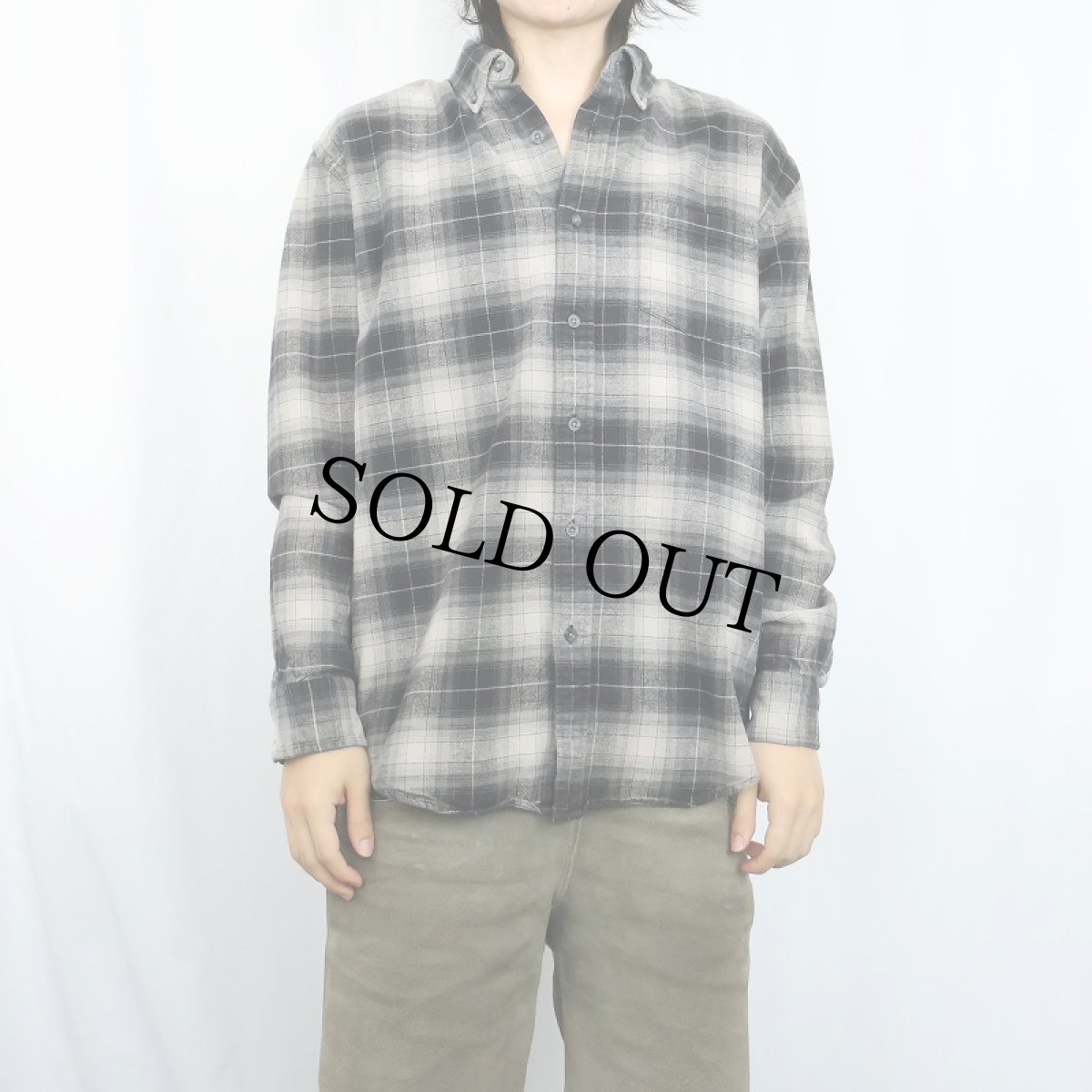 画像2: PENDLETON オンブレーチェック柄 ボタンダウン ライトネルシャツ M (2)