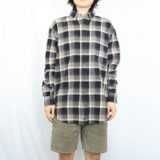 画像2: PENDLETON オンブレーチェック柄 ボタンダウン ライトネルシャツ L (2)