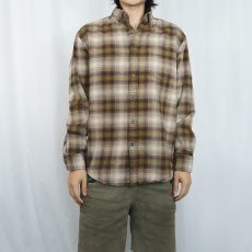 画像2: PENDLETON オンブレーチェック柄 ボタンダウン ライトネルシャツ M (2)