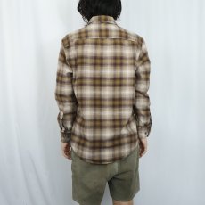 画像3: PENDLETON オンブレーチェック柄 ボタンダウン ライトネルシャツ M (3)