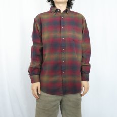 画像2: PENDLETON オンブレーチェック柄 ボタンダウン ライトネルシャツ M (2)