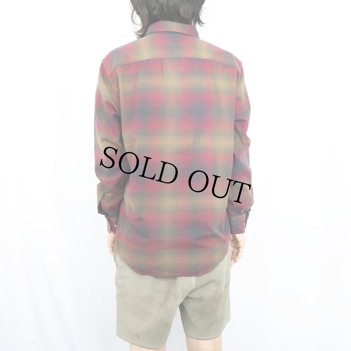 画像3: PENDLETON オンブレーチェック柄 ボタンダウン ライトネルシャツ M (3)