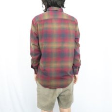 画像3: PENDLETON オンブレーチェック柄 ボタンダウン ライトネルシャツ M (3)
